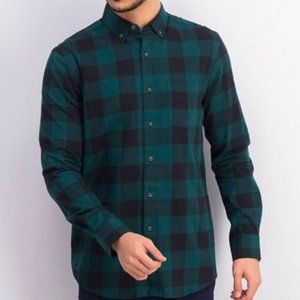 Men's Club Room Green Buffalo Flannel Button Down Shirt